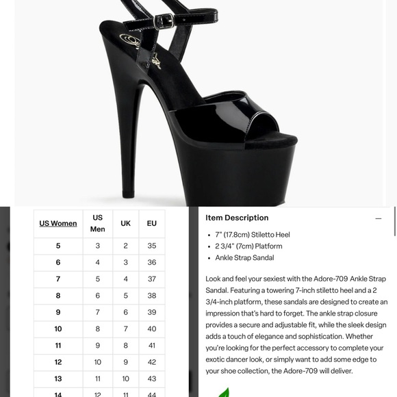 Pleaser Adore Open Toe Patent Platform Stilettos 7 Pole Exotic Dancer Goth Sexy - Picture 15 of 16